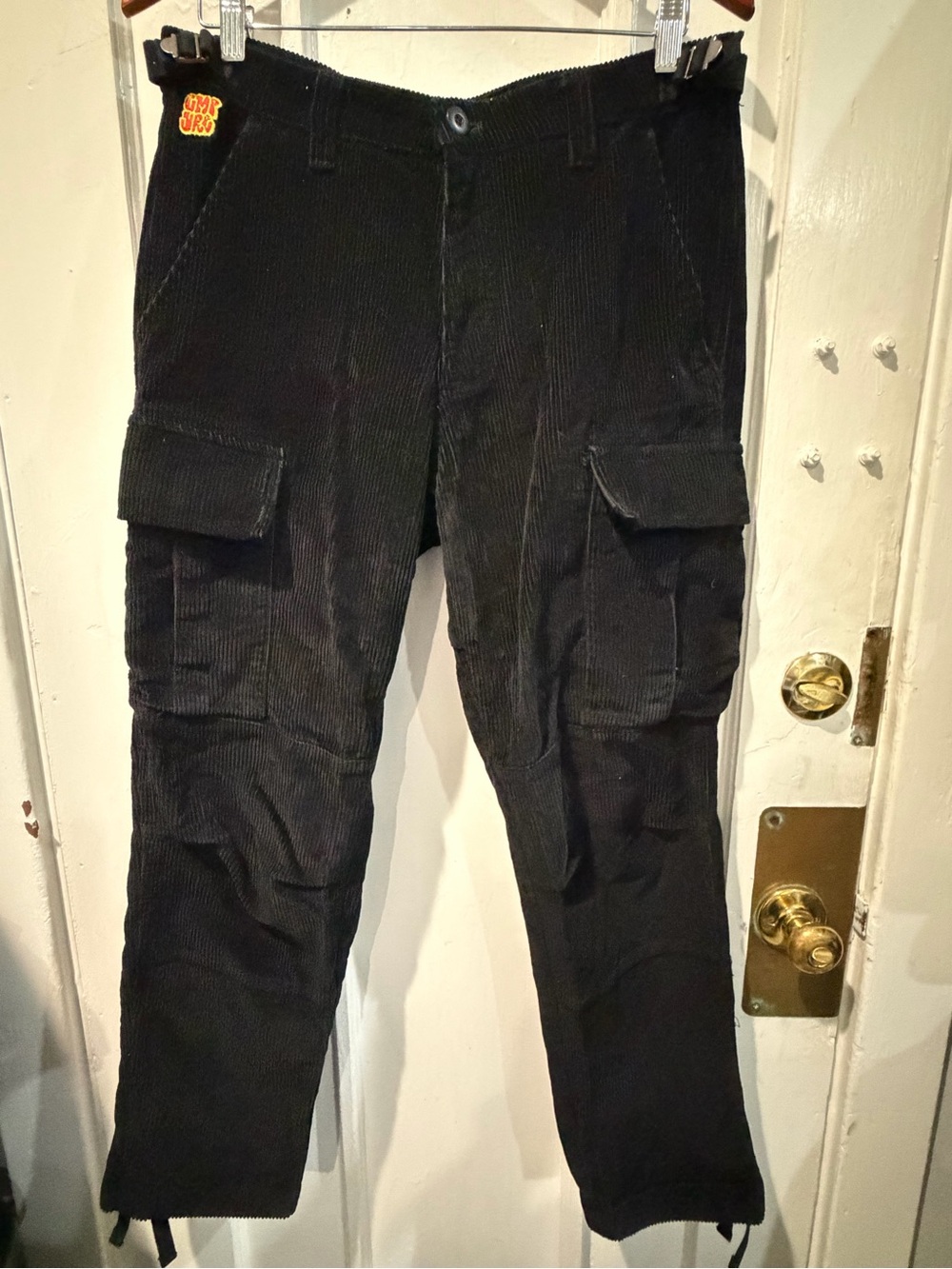 Empyre Black Corduroy Cargo Pants with Flap Pockets